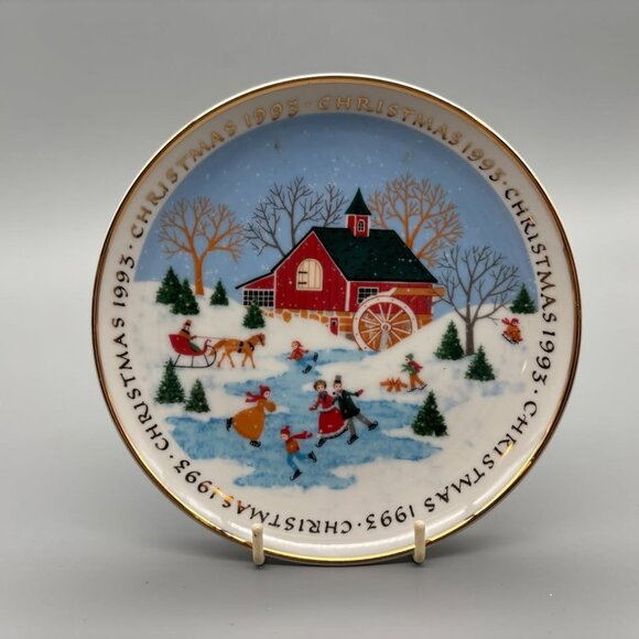 Vintage American Greetings Fine Porcelain Christmas 1993 Holiday Decor Plate - Picture 1 of 4